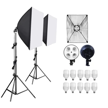 

Photography Softbox Lightbox Kit 10pcs 25W Bulb E27 Base Holder 50*70cm Softbox 2m Light Stand Photo Camera Lighting Equipment
