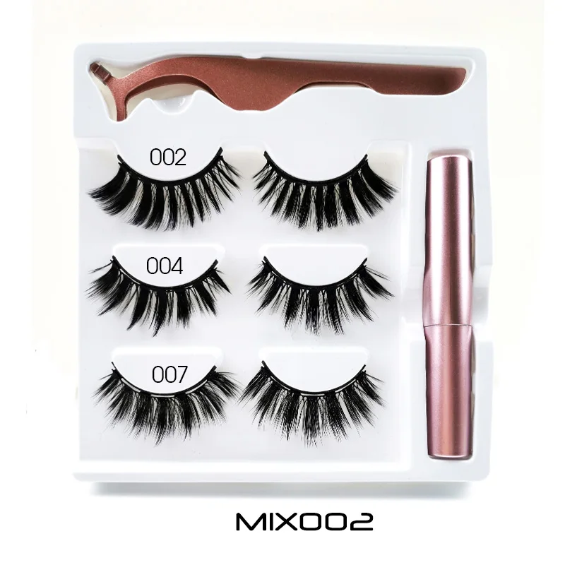 3 Pair New Top Fashion 3D Magnetic False Eyelashes Reusable False Eye Lashes Magnet Eyelashes Eye Makeup Extension Tools - Цвет: MIX 002