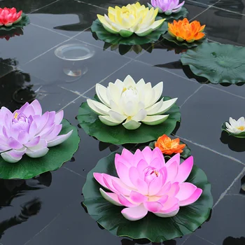 5 sztuk sztuczne pływające do wody Lily EVA Lotus Flower Pond Decor 10cm (czerwony żółty niebieski różowy światło) tanie i dobre opinie CN (pochodzenie)