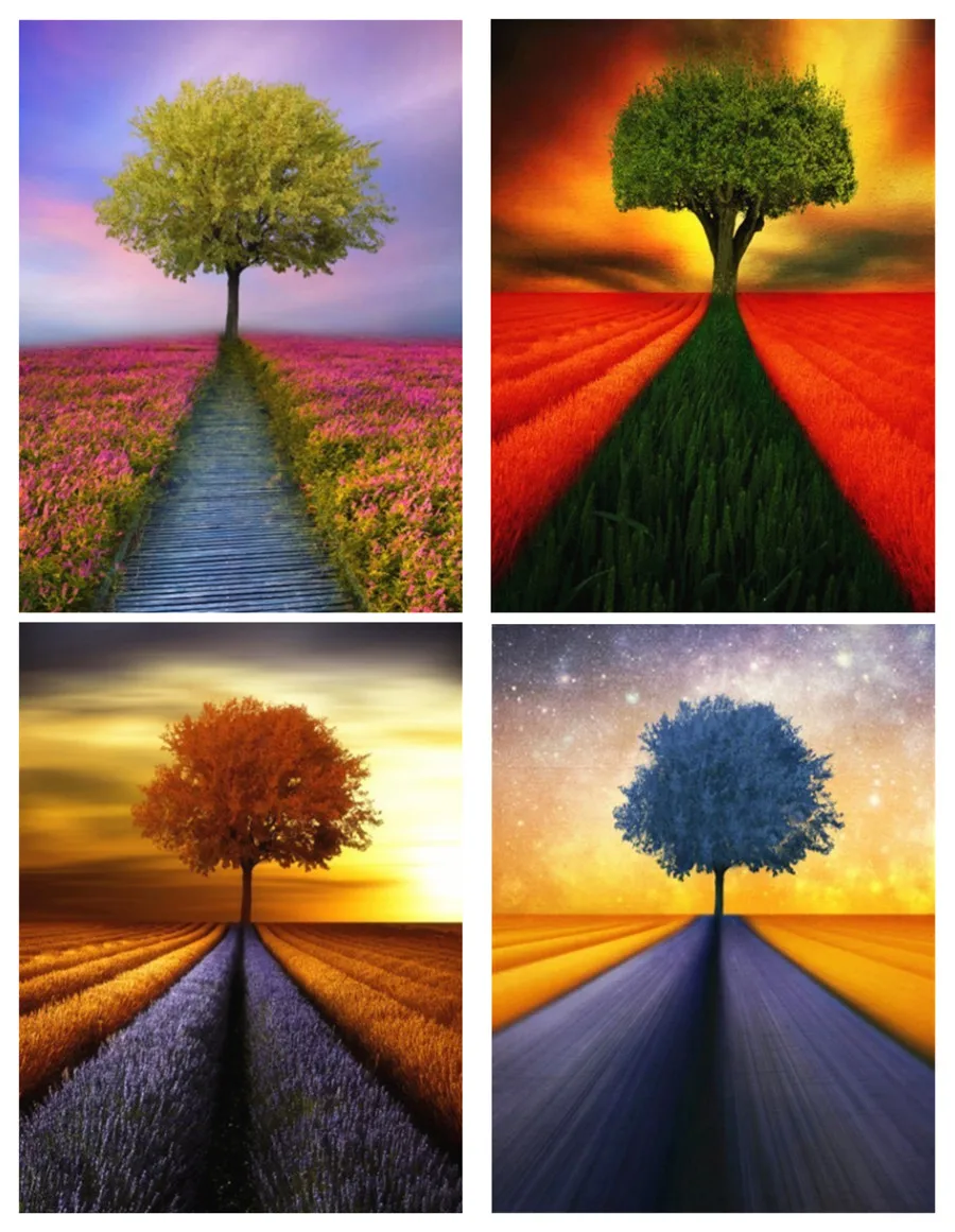 

Diamond Painting Landscape Season Tree Picture Of Full Round Diamond Embroidery Hobby Home Decoration