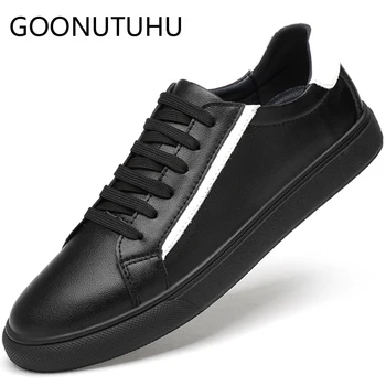 

Men's shoes casual 2019 new fashion flats sneakers male white black lace up shoe man comfortable platform shoes for men hot sale