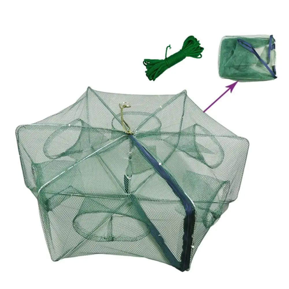 

Portable Folding Fishing Net Fish Shrimp Cage Trap Net Fishing Bag Fishing Cage With A 8M Long Rope 58cm 60cm 80cm