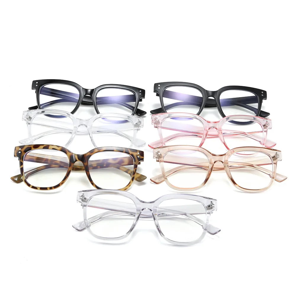 DAVE большие квадратные очки с заклепками, оправа для женщин, анти-синий светильник, компьютерные очки для чтения, женские прозрачные очки в оправе