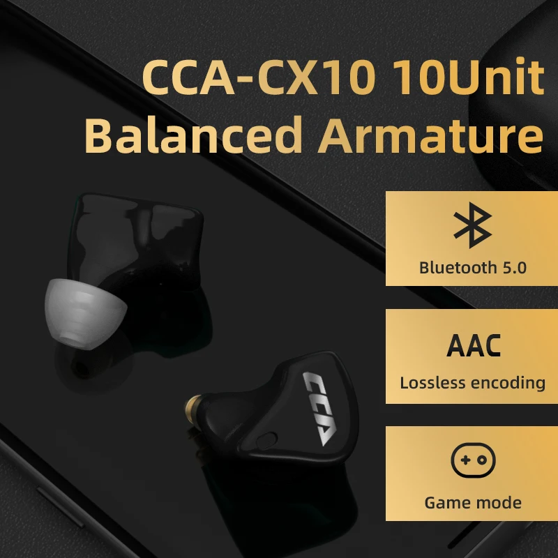 Гибридные беспроводные наушники вкладыши CCA CX10 8BA + 2DD с драйвером игровая