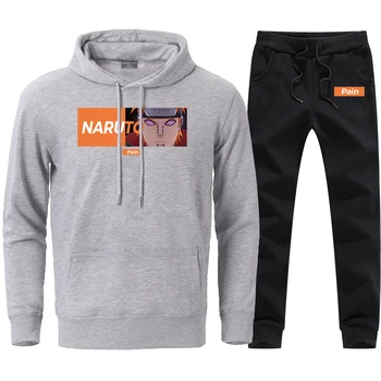 

Hot Anime Cartoon Naruto Hoodies Sweatshirts Pants Sets 2020 Man Hot Sell Loose Causal Sportswear Pants Suits Tracksuit 2 pieces