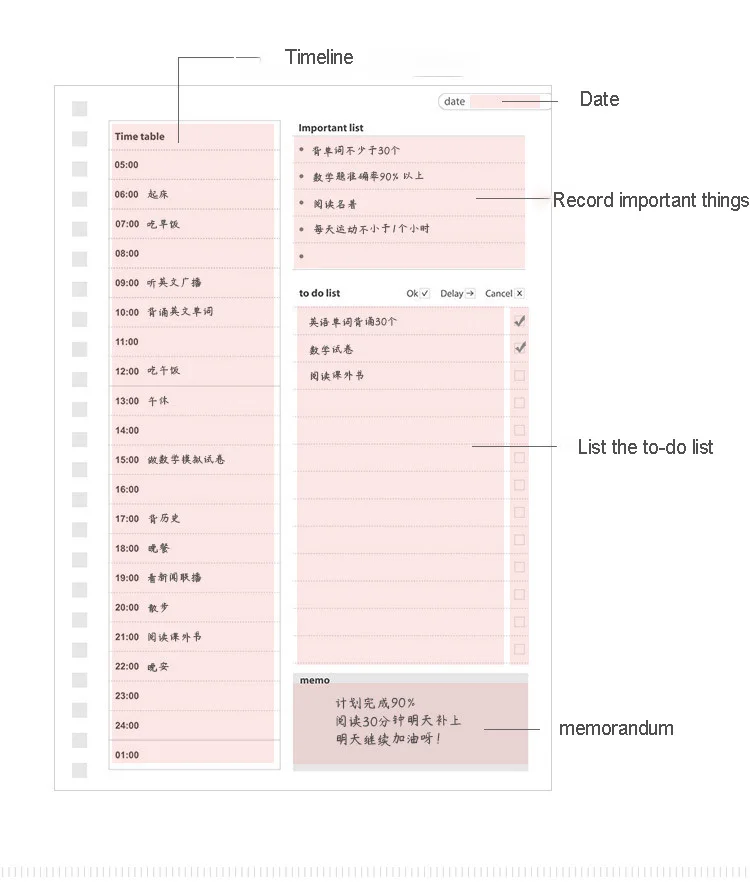 Agenda Retro Coil Notepad Daily Weekly Monthly Planner Organizer PP Cover Time Memo Notebook School Office Stationery