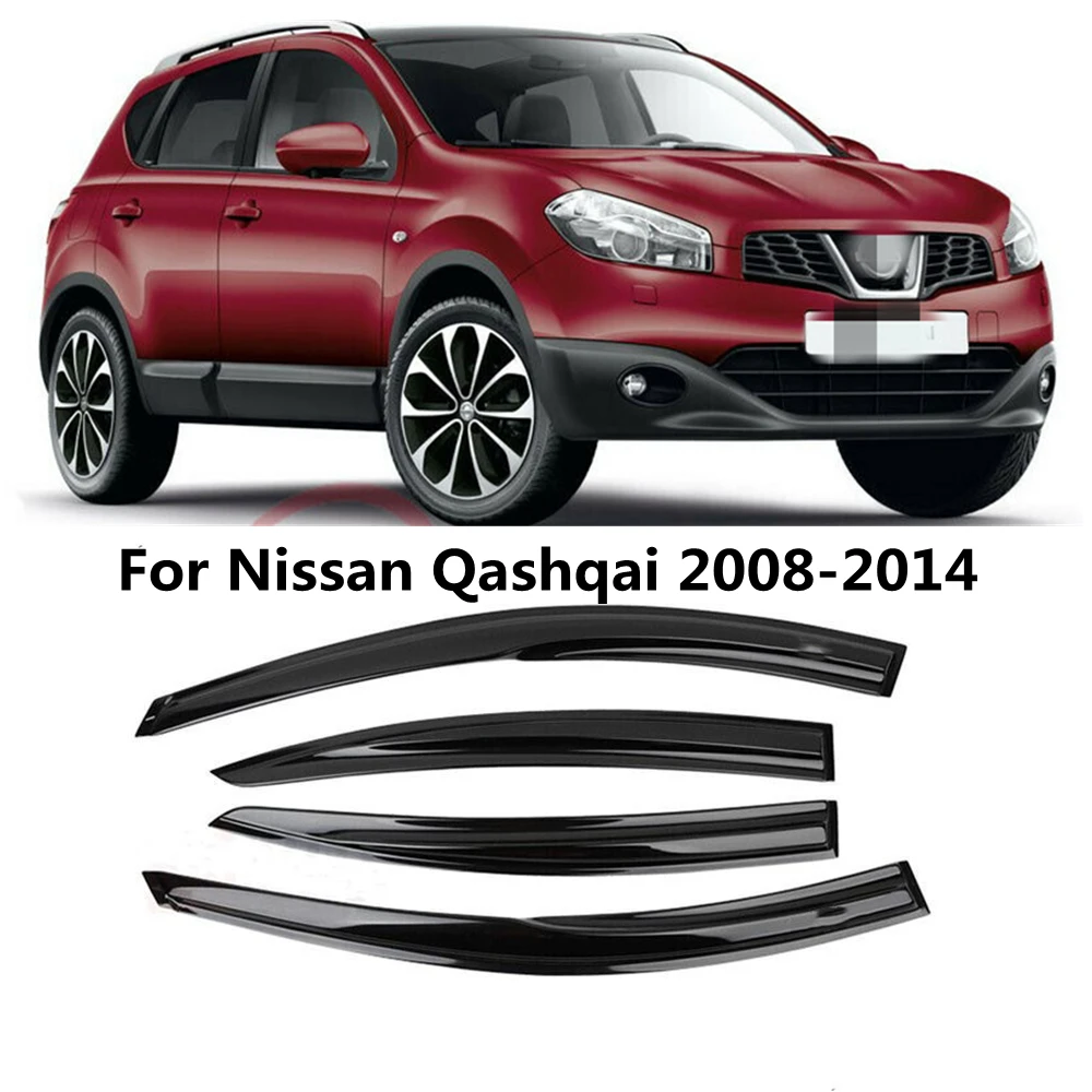 Car Window Deflector Sun Visor Rain Gurad Slim Moulding Trim Awning Shelter For Nissan Qashqai 2009 2010 2011 2012 2013 2014