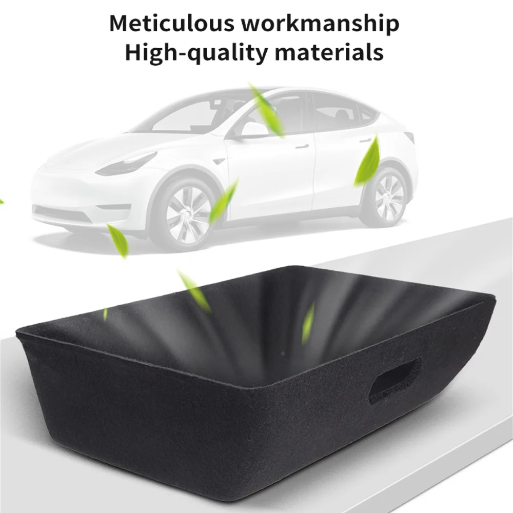 For Tesla Model Y 2021 Under Seat Storage Box High Capacity Organizer Case Felt Cloth Drawer Holder Car Interior Accessories 1PC