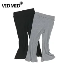 VIDMID/осенние однотонные брюки с расклешенным дном для маленьких девочек Детские хлопковые повседневные расклешенные брюки, одежда расклешенные штаны для девочек, 4134 01