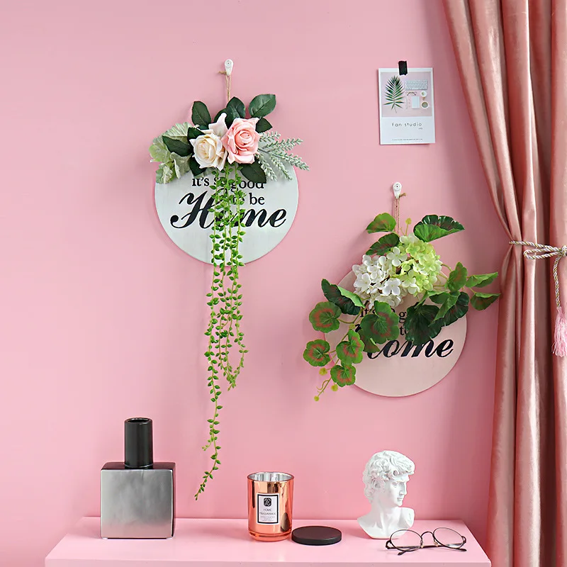 Искусственный цветок INS ветер венок с зелеными растениями настенная подвесная