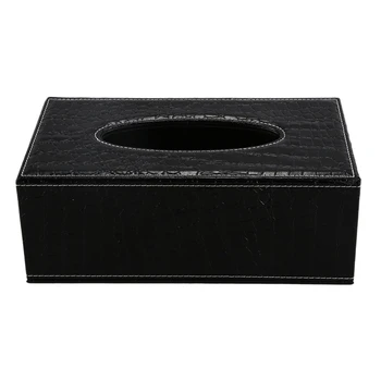 

Durable Home Car Rectangle PU Leather Tissue Box Paper Holder Case Cover Napkin(black Crocodile Grain)