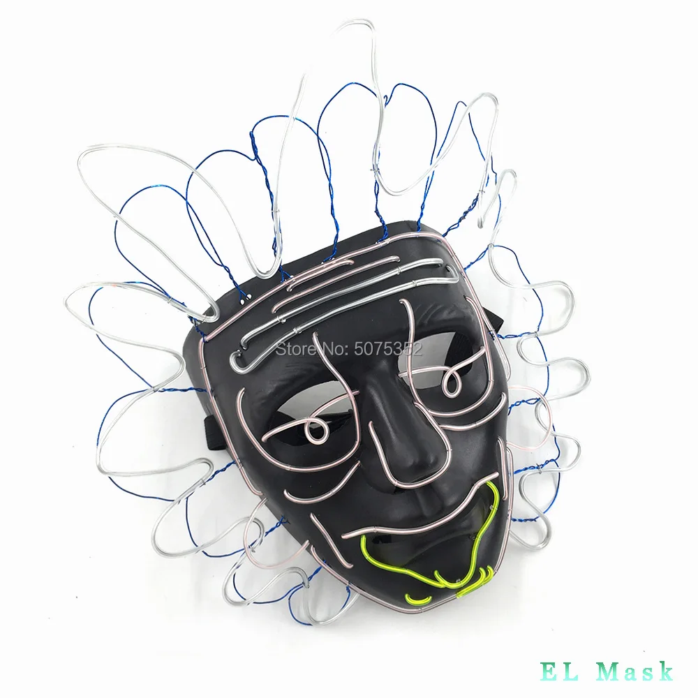 Прямая Rick and Morty EL Mask фильмы Косплей сверкающие с подсветкой маска неоновая светодиодная светящаяся маска для Хэллоуина ночной клуб бар