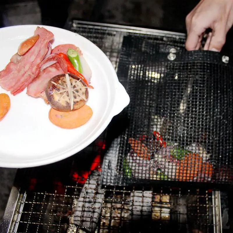 BBQ Grill Mesh Bag Reusable Non-Stick Grilling Bag Baking Sheet Liners Mats Grids Outdoor Picnic Tool BBQ Accessories