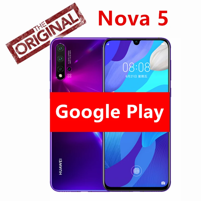 Оригинальный смартфон Huawei Nova 5 8 ГБ 128 со сканером отпечатков пальцев в экране 6 39