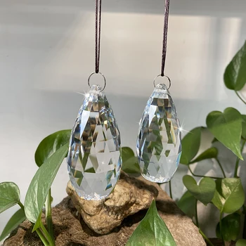 

H&D Set 2 Oval Suncatchers Water drop Crystal Chandelier Prisms Party Ornaments DIY Pendant Accessories Craft Supply (75mm+90mm)