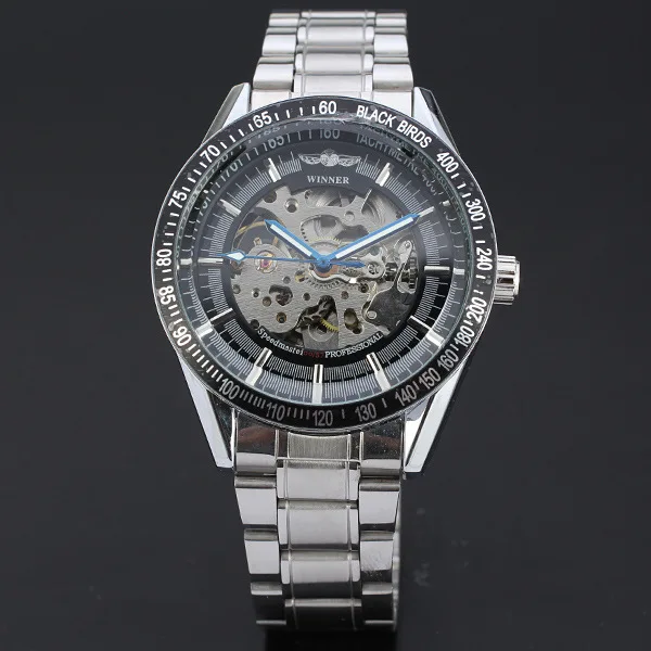 

Winner/Winner Men-Style Business Back through Blue Seconds Automatic Machine Steel Belt Watch Sports Casual MEN'S Watch