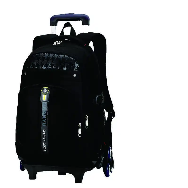 Детская школьная сумка на колесиках, детский рюкзак с колесиками, школьная сумка на колесиках для девочек и мальчиков, школьная сумка - Цвет: black