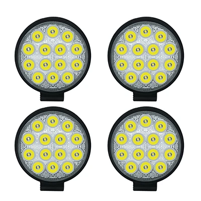 Car Work Light 27W 48W Offroad Auto head Spot light 4WD Truck Tractor Boat Trailer 4x4 SUV ATV 12V 24V Spot Flood Bar LED Lamp - Цвет: 14LED-round-4pcs