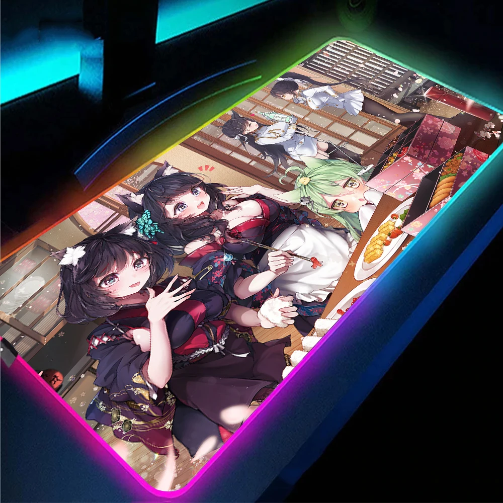 Rgb Hub Pink Anime Mouse Pad Xl Kawaii 4 Usb Accessories Computer and  Office Mouse Gaming Mousepad Carpet Non-slip Led Backlight - AliExpress  Computer & Office