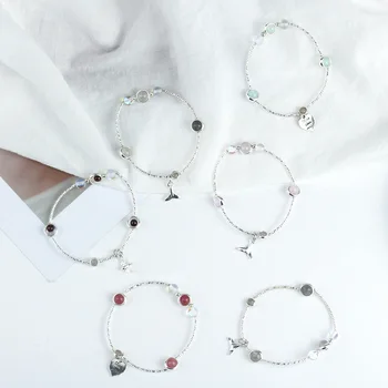 

Strawberry Crystal Bracelet Women's Heart Pendant Bracelet Sweet GIRL'S Heart Bracelet Hand Jewelry