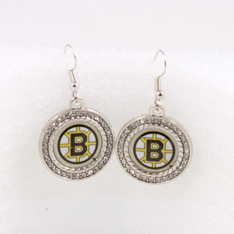 Newest Boston Bruins Team Charm Dangle Earrings Ice Hockey Sport Fans Earrings For Women Birthday Party Gift