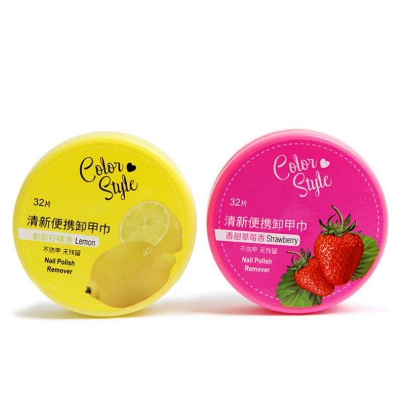 32Pcs Cotton Soft Fruit Smell Nail Polish Remover Wet Wipes Paper Towel Nail Art Manicure Cleaning Vanish Wipes nail remover