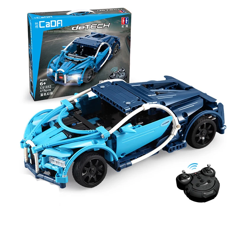 

419pcs Technic Series Super Blue Sports RC Car Set DIY Building Blocks Bricks Model fit Racing Cars Toy with Gift Box