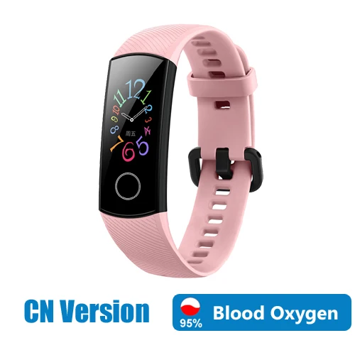 Смарт-часы huawei Honor Band 5, кровяный кислород, смарт-браслет, пульсометр, умные часы, Finitess, спортивные, водонепроницаемые - Цвет: China Version Pink