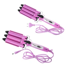 EU волосы Waver волна бигуди керамические волосы щипцы для завивки 3 баррель зажим волна бигуди