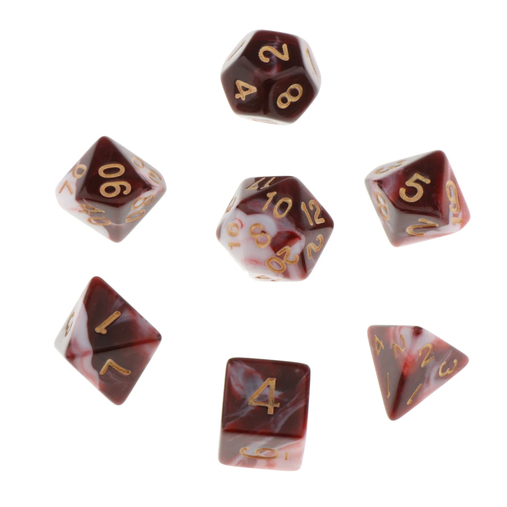 Pack of 7 Polyhedral Dices Table Board Games Party KTV for Dungeon and Dragons Polyhedral Dice Games DND Dice Set Kids Math Toys