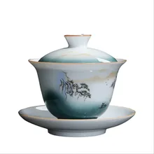 Чайный набор кунг-фу керамическая сансай чаша роспись пейзаж узор