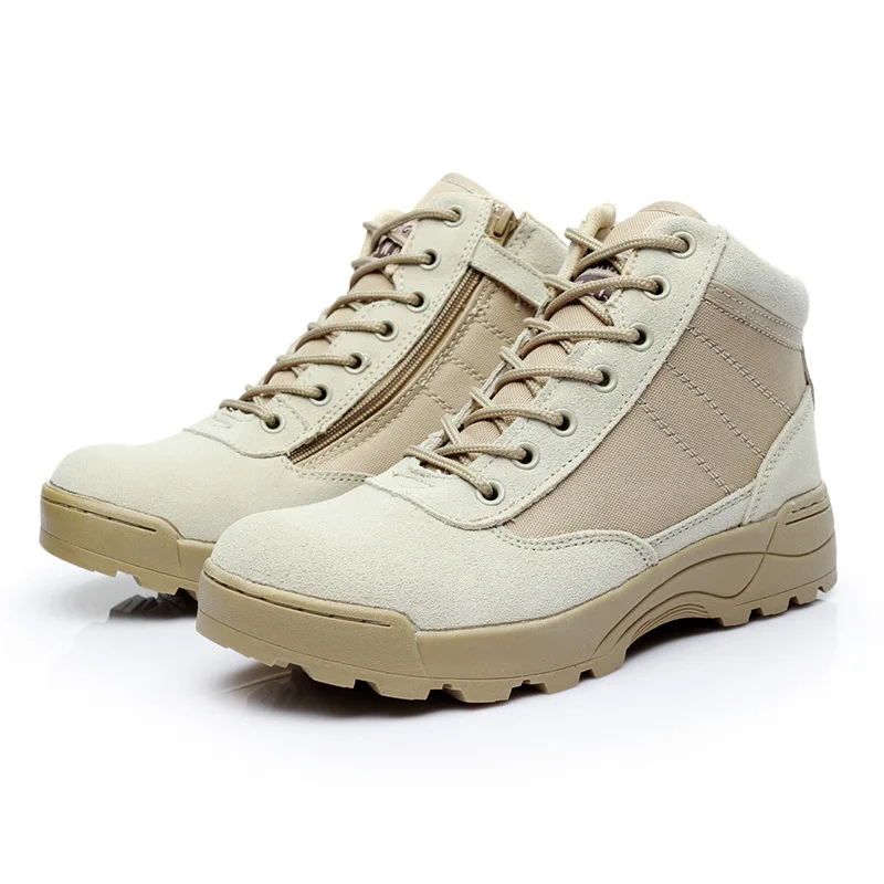 

Men's Fashion Outdoor Genuine Leather Anti-slip Military Combat Boots Men Army Tactical Short Ankle Boots Shoes Botas Hombre