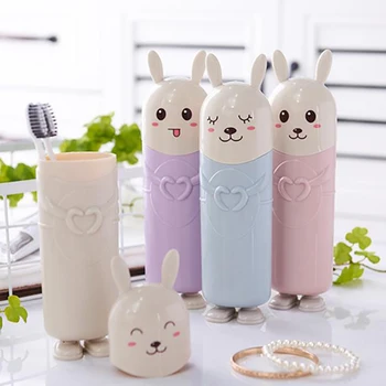 

Cute Rabbit Toothbrush Toothpaste Holders Travel Portable Tooth Brush Cover Case Cartoon Toothbrush Box Bathroom Container