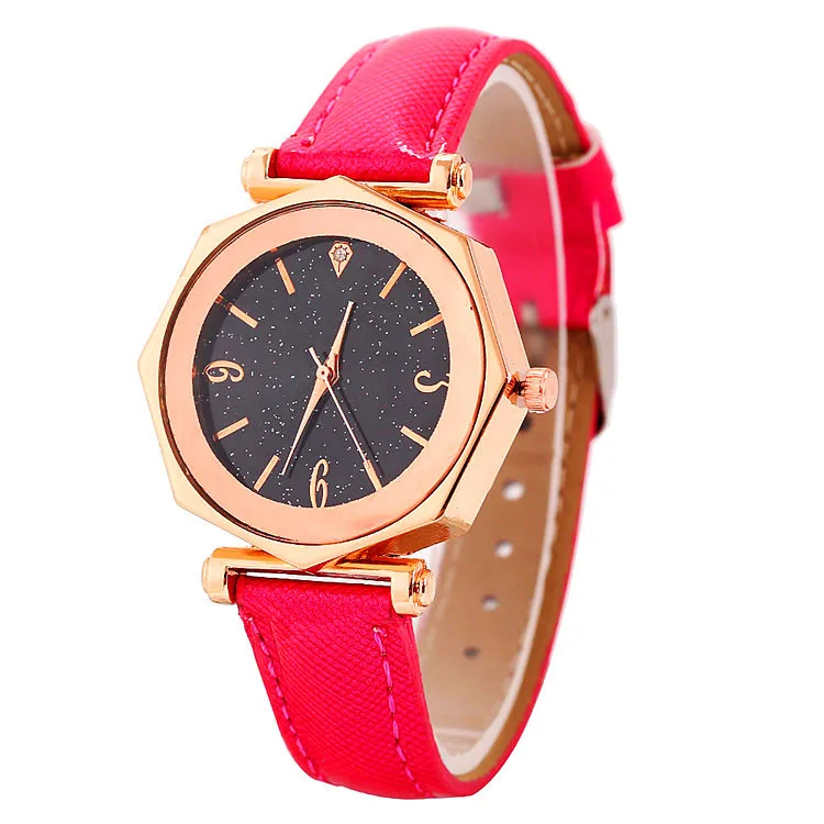 

Hot Selling Creative Fashion Starry Table Leather Belt WOMEN'S Watch Selling Diamond Set Measuring Quartz Watch