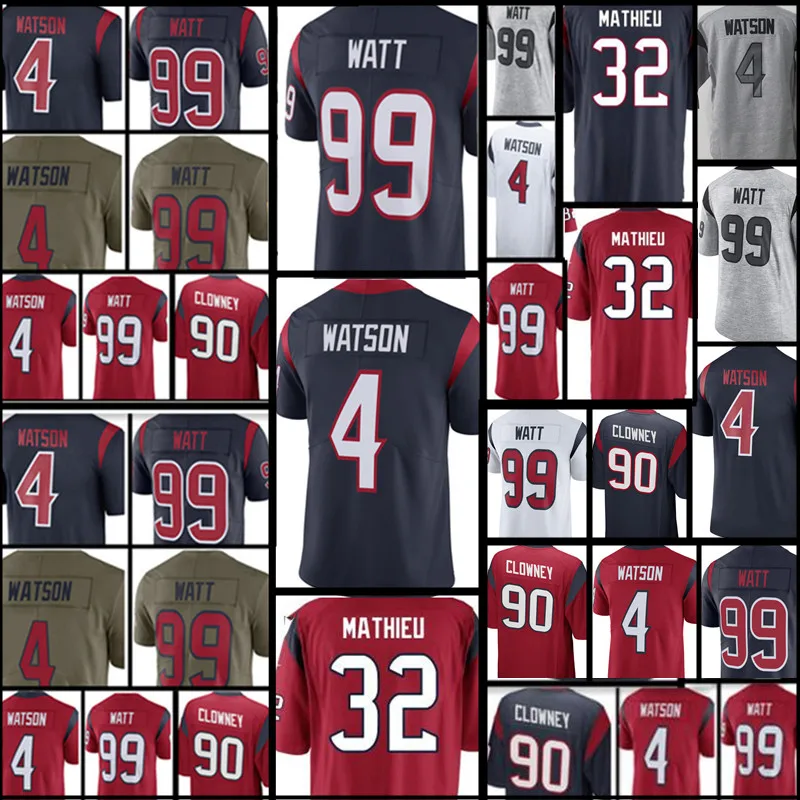 99 J.J. Ватт Джерси 4 Deshaun Watson 32 Tyrann Mathieu 10 DeAndre Hopkins 90 Jadeveon Clowney майки