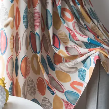 

Colorful Cotton Blinds Circle Print Curtains,