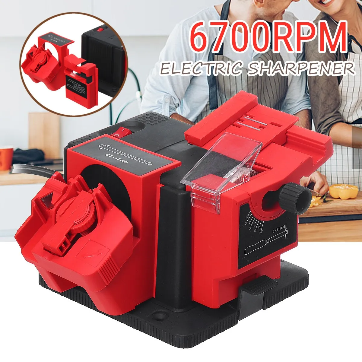 

Hot New Drill Bit Kitchen Sharpening Machine Knife Scissor Chisel Planer Blade Electric Knife Sharpener Multi Function Household