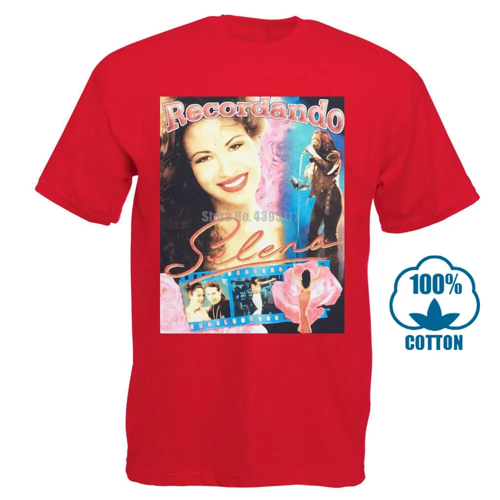 Черный стиль Мужская мода вырез лодочкой редкий Репринт истинный Винтаж 90S Selena Quintanilla футболки с коротким рукавом - Цвет: Красный