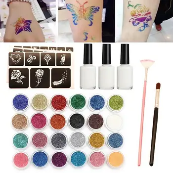 

Diamond Glitter Tattoo Semi-permanent Simple Tattoo Template Send 120 Template Set Body Painting Art For Kids Teenagers Adult