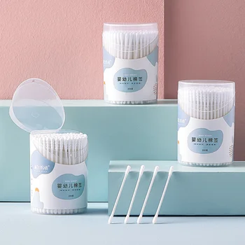 

2 Boxes of 400PCS Double-ended Cotton Swabs Ear Nose Cleaning Cotton Stick Baby Special Cotton Swabs for Home Baby Use (200PCS/B