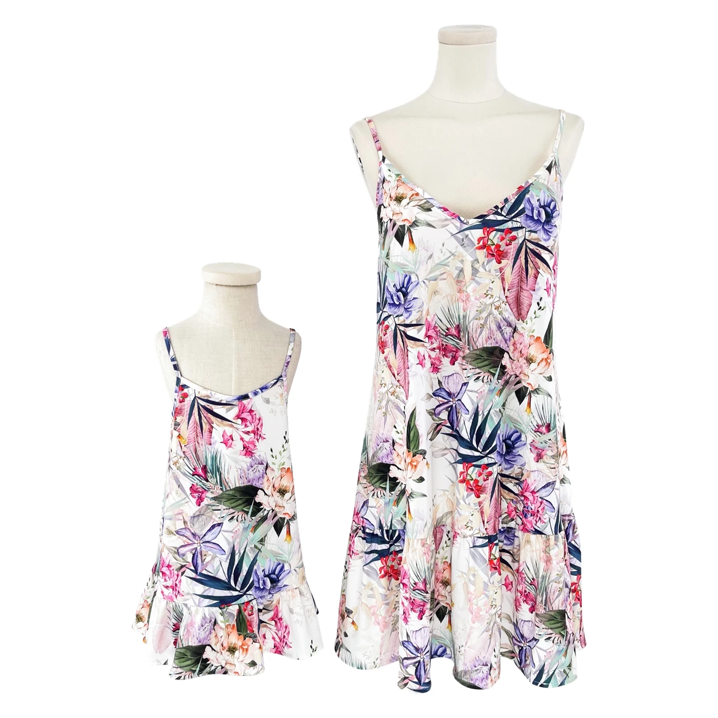 JOYCCIN 2022 SS New Mother And Daughter Floral Print Sleeveless Princess Party Dress 2color(722005) family clothes set