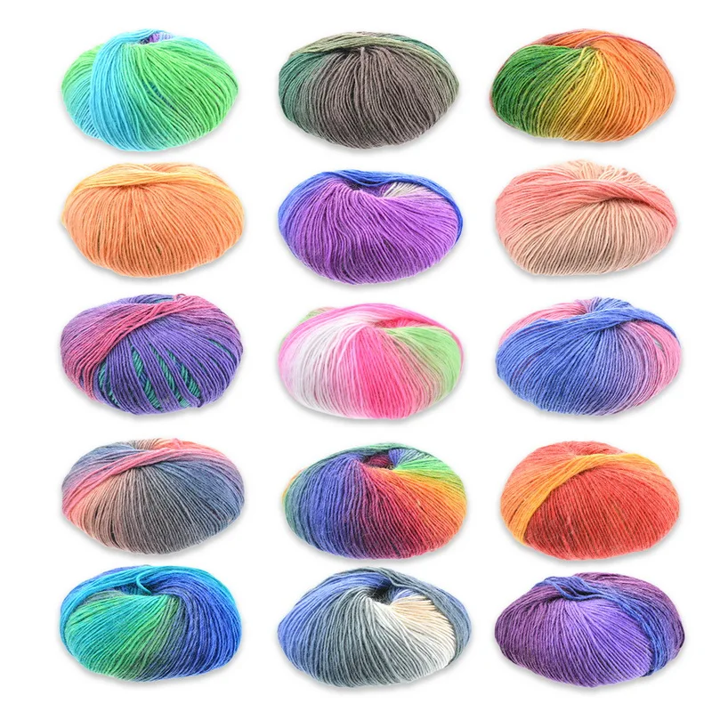 

Soft Baby Milk Cotton Wool DIY Yarn Hand Knitting Doll Hat Seat Cushion Colorful Wool Skirt Blanket Sweater Scarf 50g/pc