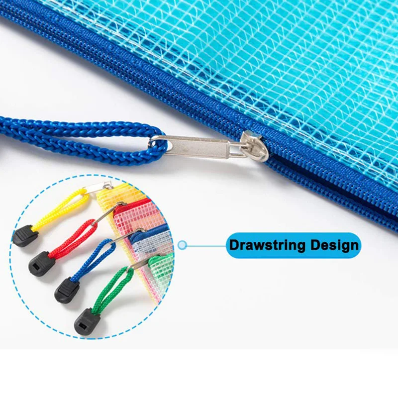 

10 Pcs Zipper File Bags, Waterproof PVC Durable Document Bags for School Office Stationery Business Document Receipts Organizer