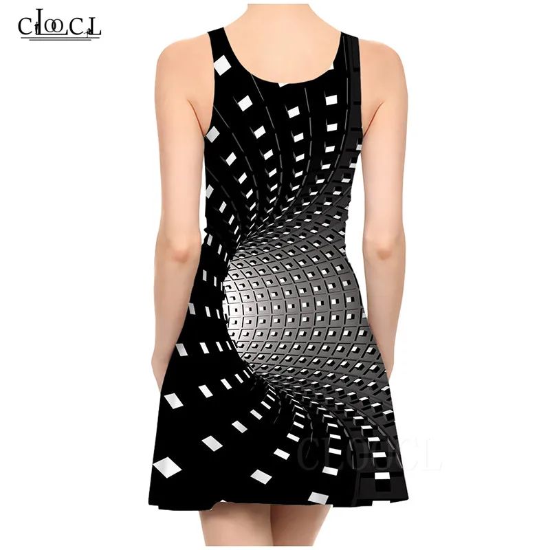 2019 3D Print Visual Vertigo Sexy Black Dresses Women Casual Tight Pleated Dresses Ladies Summer Slim One-piece Dress robe femme (2)