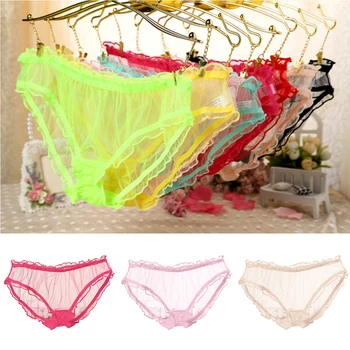 

Women's Transparent Brief Girls Lady Panties Ruffle Edge Mesh Temptation Underpants Underwear