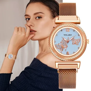 

Women Fashion Watches Luxury Brand Women Magnet Wteel Mesh Wtrap Watch Ladies Dress Watch Girl Gift Reloj Mujer Hodinky