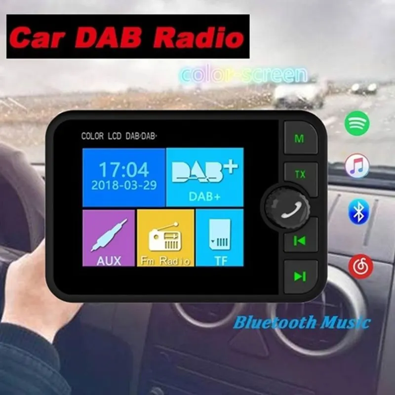 Автомобильный fm-передатчик, автомобильный радиоадаптер, безручный автомобильный DAB, TF карта, плеер, антенна, цветной экран, DC 5V
