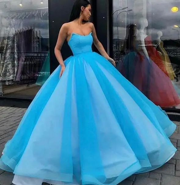 Синий SoAyle Ball Gown Sweetheart Prom Dresses Puffy Gowns Simple Tulle Long Dress for Party Vestidos Designer Gowns - Цвет: Синий