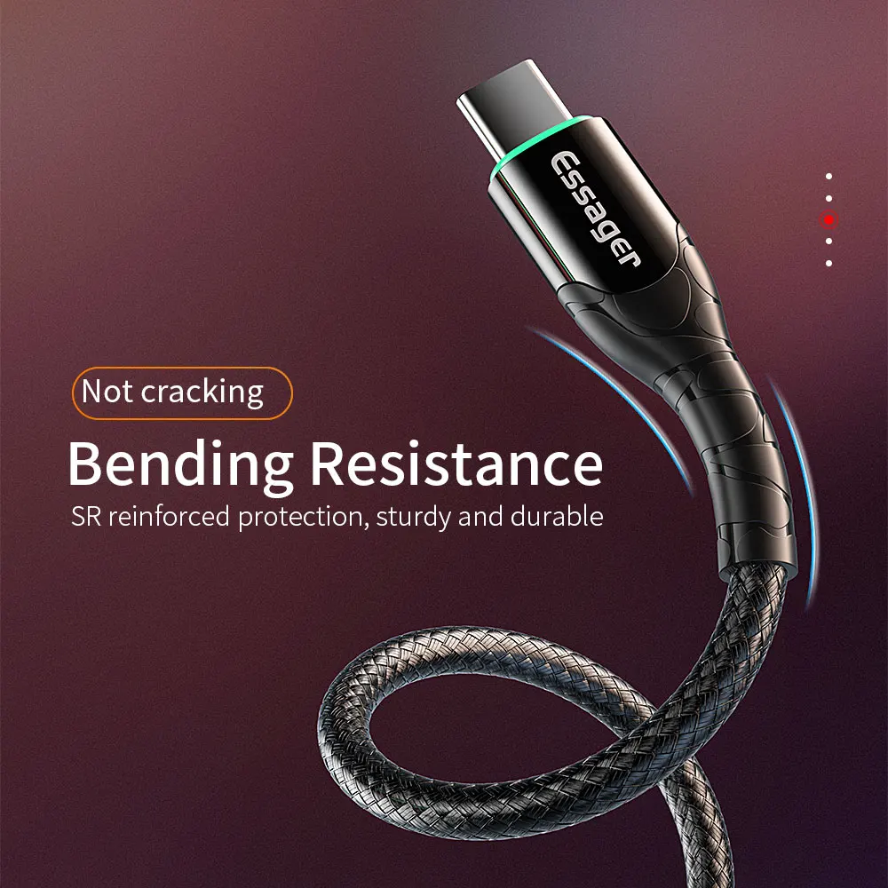 Essager usb type C кабель для samsung S10 S9 Xiaomi Mi 3A Быстрая зарядка USB-C type-c 3 м провод шнур USBC зарядное устройство кабель для мобильного телефона