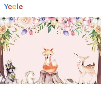 

Flower Leaves Animal Fox Deer Baby Birthday Party Photocall Vinyl Backdrop Photography Photographic Background For Photo Studio